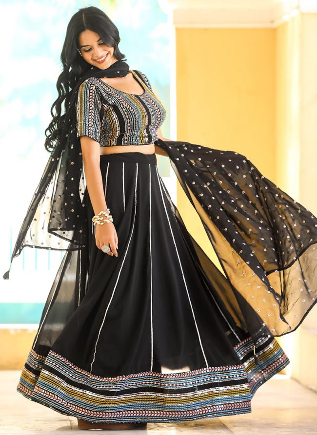 Georgette Black Party Wear Embroidery Work Lehenga Choli